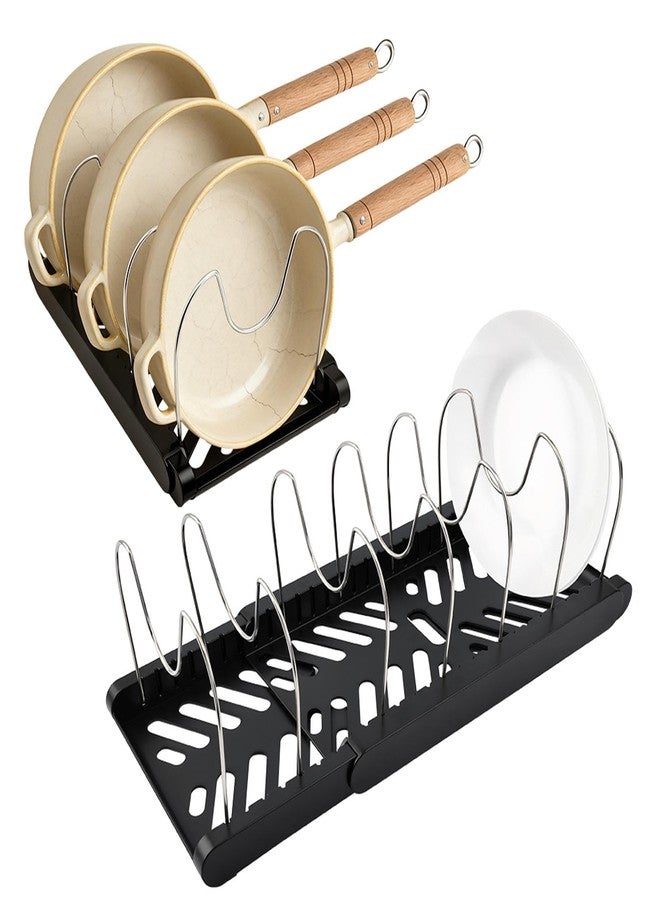 WeiLingBo Pots and Pans Organizer for under Cabinet, Expandable Pot Lid Holder with 10 Adjustable Compartment, Pan Organizers inside Cabinet for Lids, Bakeware, Cutting Boards(COLOR:Black) - Image 1